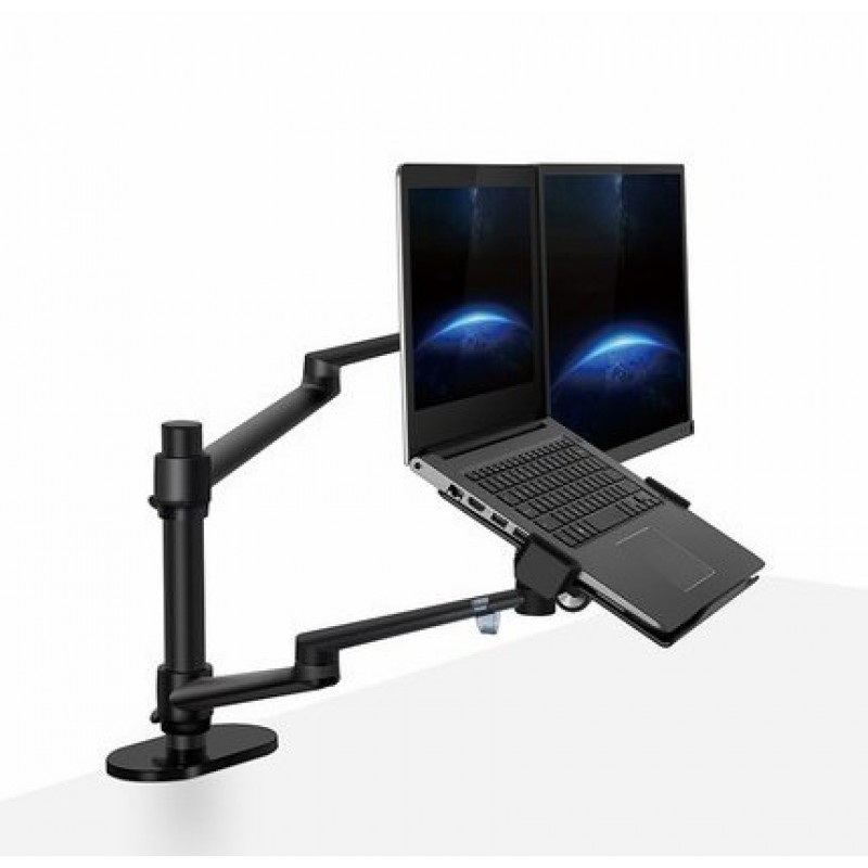 Aluminum Multifunction Ergonomics Desk Laptop Stand Monitor Desktop Holder Computer Full Motion With Column Bar