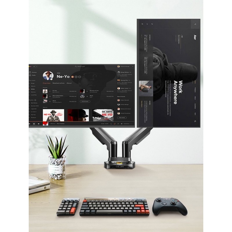 Dual-screen Monitor Stand Base Swivel Lift Telescopic