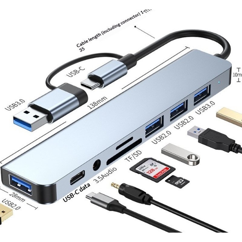 Dual-head 7-in-1 USB 30 Hub Multi-functional Docking Station