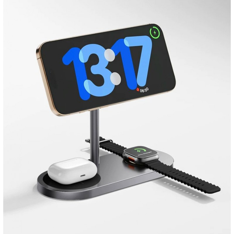 3-in-1 Wireless Charger Magnetic Desktop Charging Station Stand