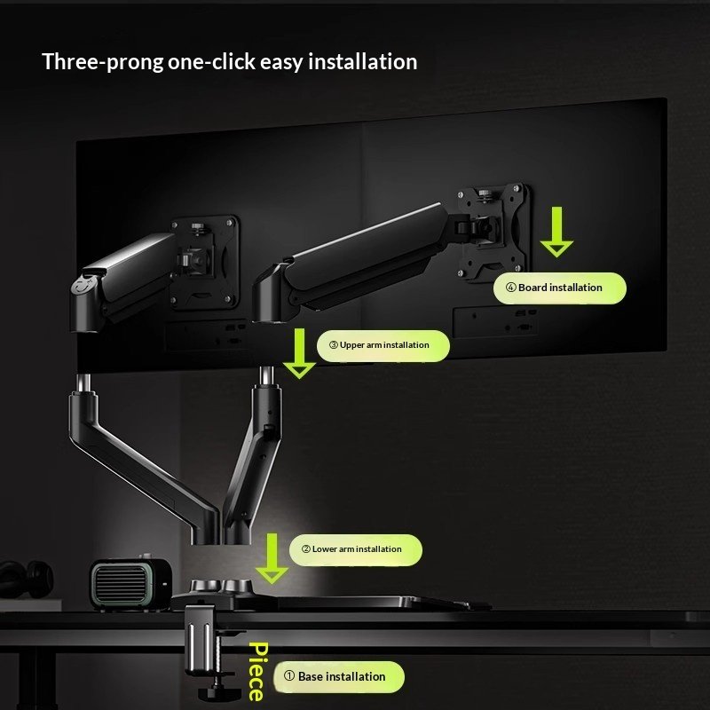 Dual-monitor Stand Mechanical Cantilever One-to-two PC Display Two-in-one Desktop Base Zhiercheng