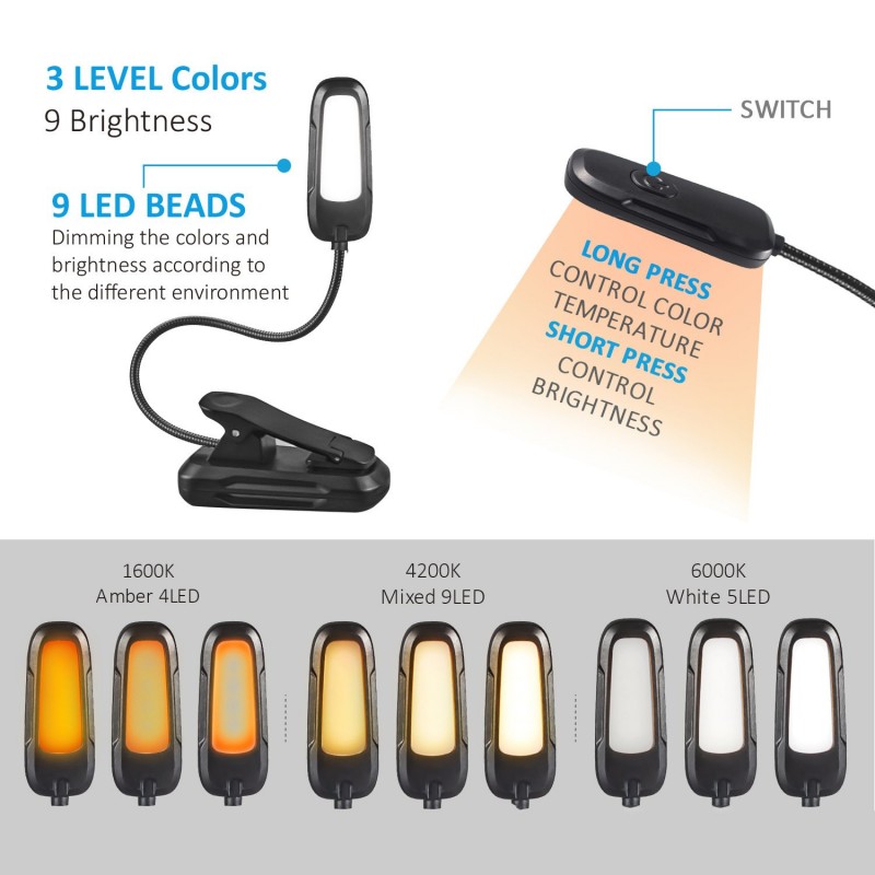 Type-c Charging Clip Music Reading Lamp