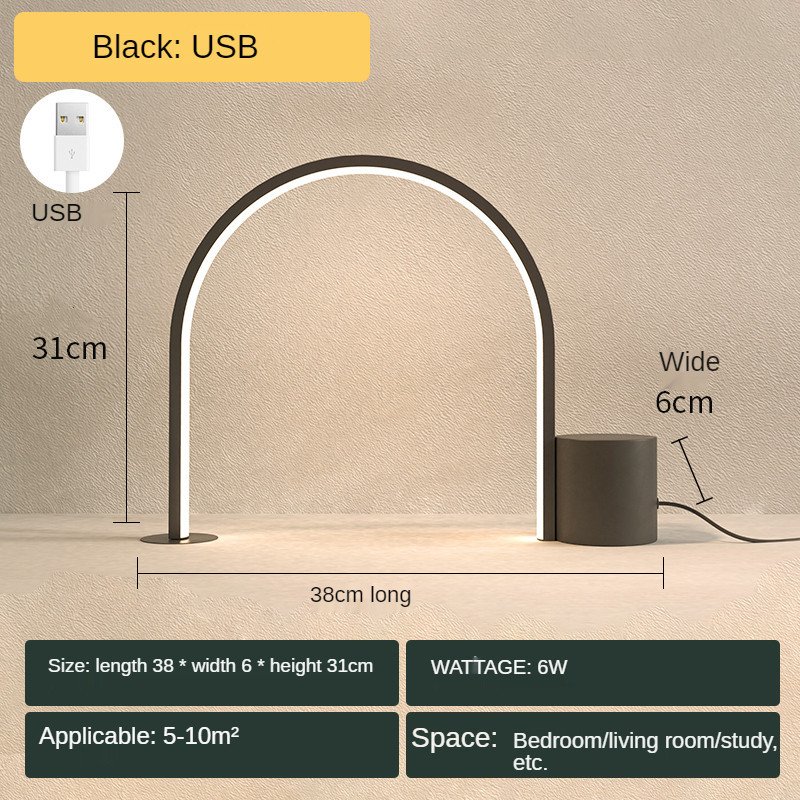 Minimalist Line LED Bedroom Bedside Reading Lamp