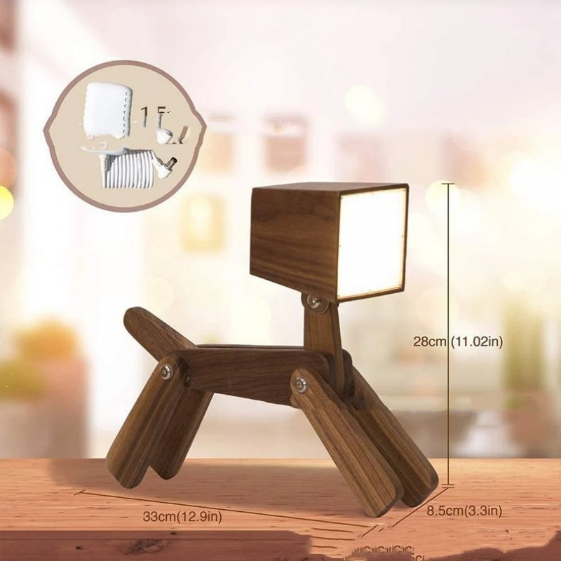 Wooden Adjustable Dog Desk Lamp Creative Children's Reading Lamp