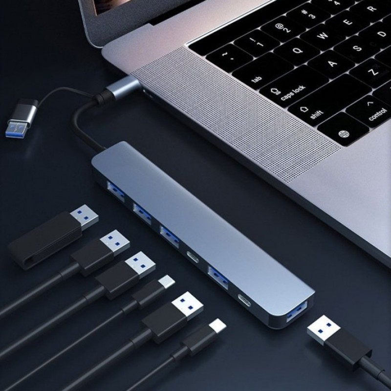 Dual-head 7-in-1 USB 30 Hub Multi-functional Docking Station