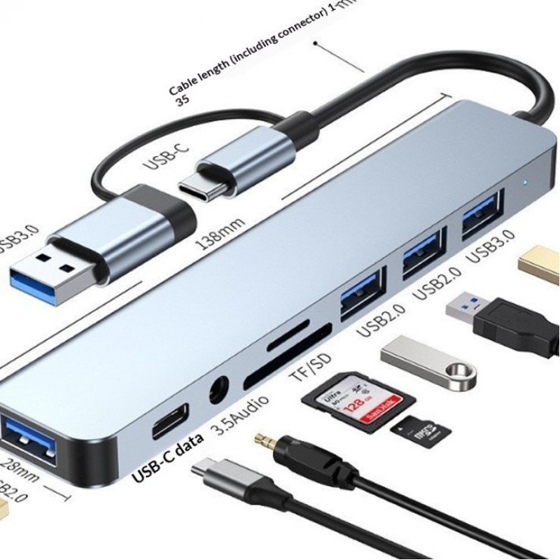 Dual-head 7-in-1 USB 30 Hub Multi-functional Docking Station